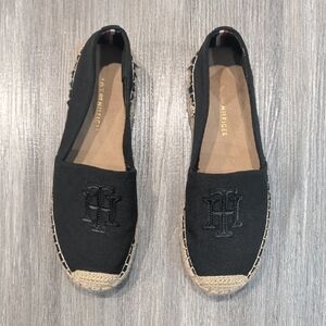 Tommy Hilfiger Black Peanut Ballet Flat Canvas Espadrilles